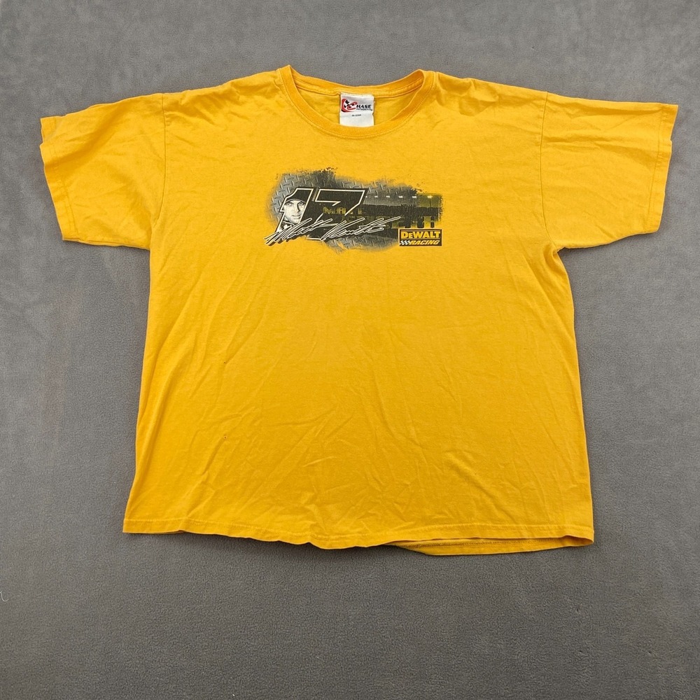 Dewalt Racing Nascar T Shirt Mens XL Yellow Matt Kenseth Chase Authentic Graphic
